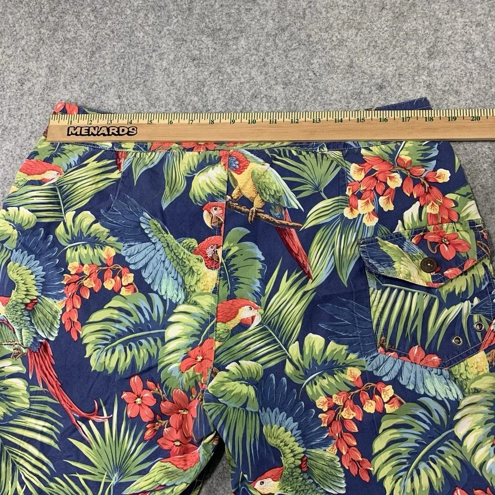 Polo Ralph Lauren Swim Trunks Shorts Mens Size 36 Blue Tropical Parrot Floral